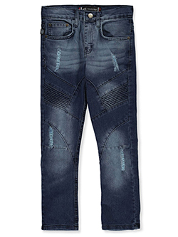 Boys' Moto Jeans by Akademiks in Blue, Boys Fashion