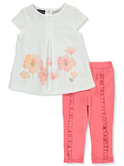 2-Piece Leggings Set Outfit by Calvin Klein in White/coral, Infants