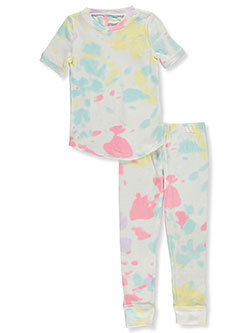 Sleep On It Girls' 2-Piece Tie-Dye Pajamas by Cloud Nine Clothing in White/multi