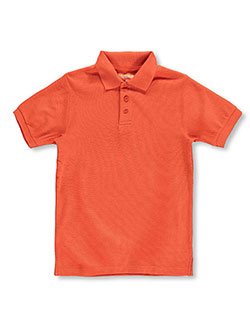 Unisex S/S Pique Polo by Universal in orange and white