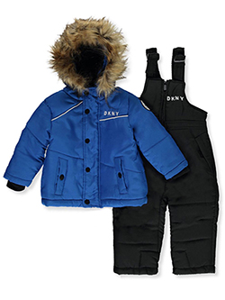 Baby Boys' Angle Panel 2-Piece Snowsuit by DKNY in black, blue and navy, Infants