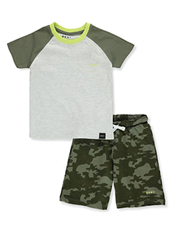 Boys' 2-Piece Shorts Set Outfit by DKNY in dark blue and olive