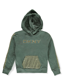 Girls' Sequin Pullover Hoodie by DKNY in green and light pink - $16.99