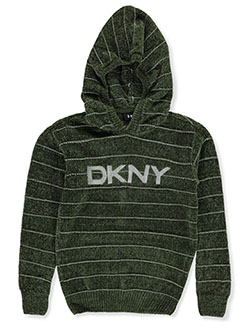 Girls' Hooded Sweater by DKNY in olive, pink and white