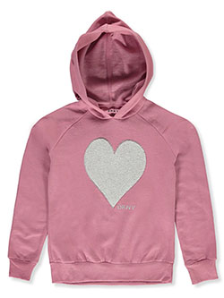 Girls' Felt Heart Hoodie by DKNY in light pink and off white