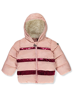 Baby Girls' Puffer Jacket by DKNY in blush, cream and navy, Infants