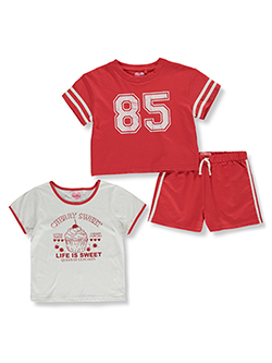 Freestyle Revolution Girls' 3-Piece Varsity Cherry Shorts Set Outfit