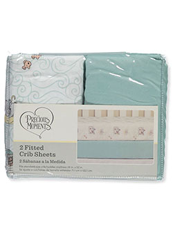 2-Pack Fitted Crib Sheets by Precious Moments in White/multi