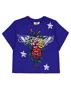 Ed Hardy Girls' Floral Stars Short Sleeve Graphic T-Shirt