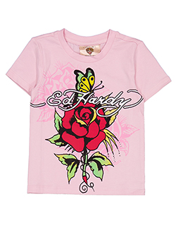 Ed Hardy Girls' Floral Butterfly Graphic Short Sleeve Baby Tee