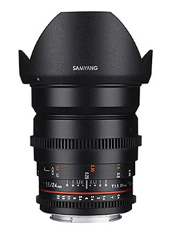 SYDS24M-N VDSLR II 24mm T1.5 Wide-Angle Cine Lens for Nikon by Samyang in Black - $599.00