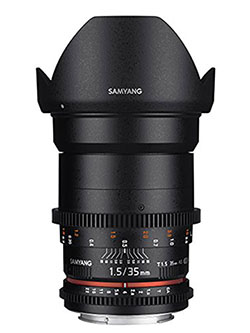 SYDS35M-N VDSLR II 35mm T1.5 Wide-Angle Cine Lens for Nikon by Samyang in Black