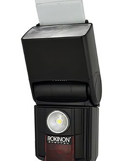 D970VL-C Digital Zoom TTL Flash with Video Light for Canon by Rokinon in Black