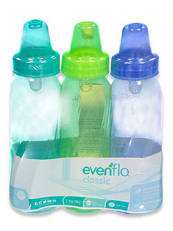 3-Pack Bottles by Evenflo in lime/multi and pink/multi