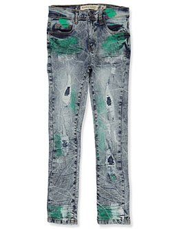Paint Accent Skinny Jeans by Evolution In Design in blue and ice blue, Sizes 8-20