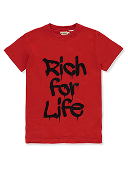 Boys' Rich For Life T-Shirt by FWRD in red, royal blue and yellow