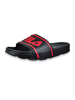 Boys' Slide Sandals by Fila in black/red, black/white, navy/red and navy/white