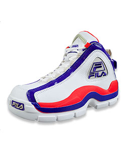 Boys' Grant Hill 2 Hi-Top Sneakers by Fila in Silver/royal, Shoes