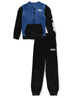 Boys' 2-Piece Tracksuit Set Outfit by Fila in black, gray and navy