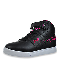 Girls' Vulc-13 Hi-Top Sneakers by Fila in dark gray and pink