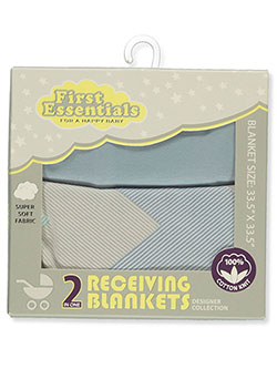 2-Pack Receiving Blankets by First Essentials in Blue, Infants