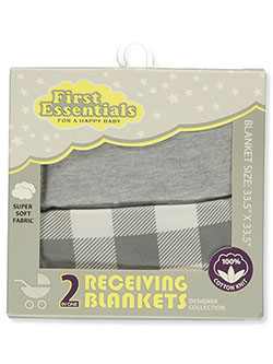 Baby Unisex 2-Pack Receiving Blankets by First Essentials in Gray