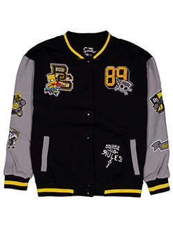 The Simpsons Boys' Bart Varsity Bomber Embroidered Patches Jacket