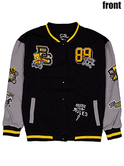 The Simpsons Boys' Bart Varsity Bomber Embroidered Patches Jacket