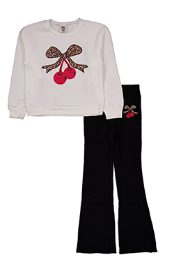 Jolie & Joy Girls' Leopard Flare Pants Set Outfit
