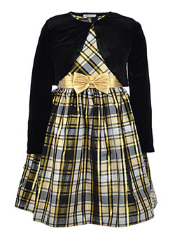 Girls' Plus Size Dress with Cardigan by Bonnie Jean in Gold - Special Occasion Dresses