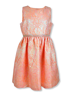 Plus Size Paisley Special Occasion Dress by Bonnie Jean in Coral