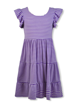 Girls' Striped Dress by Bonnie Jean in Lilac