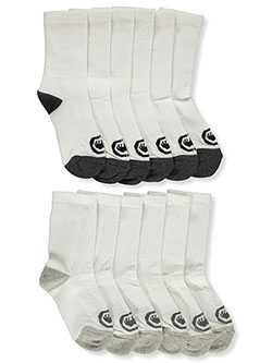 Boys' 6-Pack Half Cushion Crew Socks by Ecko Unltd. in White/multi