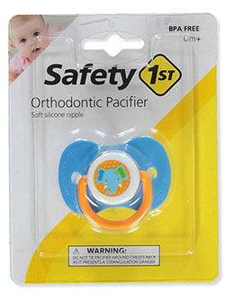 Orthodontic Pacifier by Safety 1st in blue, pink, purple and yellow