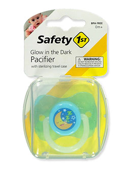 Glow-In-The-Dark Pacifier With Sterilizing Travel Case by Safety 1st in blue/multi, fuchsia/multi, green/multi and purple/multi - $4.00