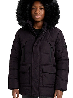 Spire Boys' Full-Zip Water Resistant Snorkle Bomber Jacket with Faux Fur Hood