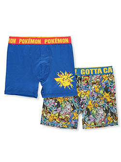 Boys' 2-Pack Boxer Briefs by Pokemon in blue/multi, royal/multi and yellow/multi