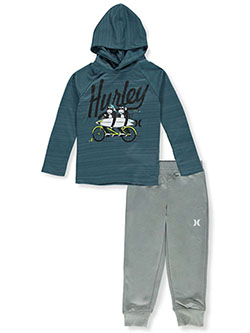 Boys' 2-Piece Joggers Set Outfit by Hurley in blue and gray