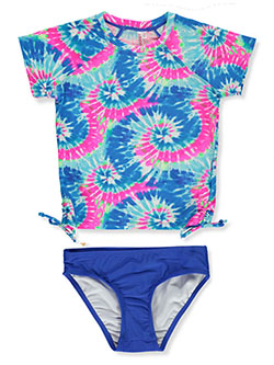 Tie-Dye 2-Piece Rash Guard Swim Set by Limited Too in blue and pink, Girls Fashion