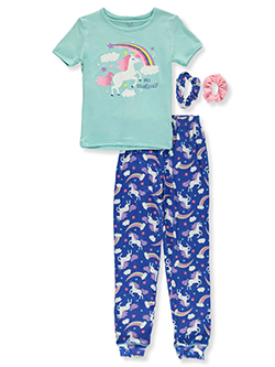 Unicorn 2-Piece Pajamas With Scrunchies by Rene Rofe in Multi