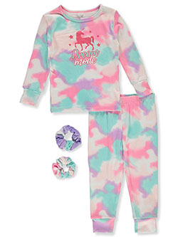 2-Piece Tie-Dye Pajamas With Scrunchies by Rene Rofe in Pink/multi