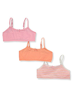 Girls' 3-Pack Bralettes by Rene Rofe in Orange/pink