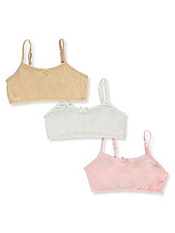 Girls' 3-Pack Bralettes by Rene Rofe in Pink/white