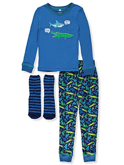 Boys' 3-Piece Sharks Pajamas Set Outfit by Only Boys in Royal blue multi