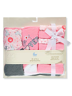 9-Piece Hooded Towel & Washcloth Set by Baby Elements in Multi