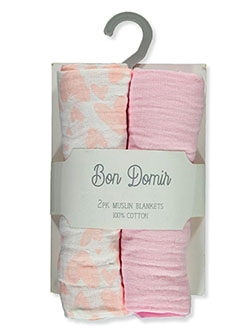 2-Pack Muslin Receiving Blankets by Bon Dormir in Blush/pink