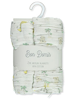 Baby Unisex 2-Pack Muslin Receiving Blankets by Bon Dormir in White/multi