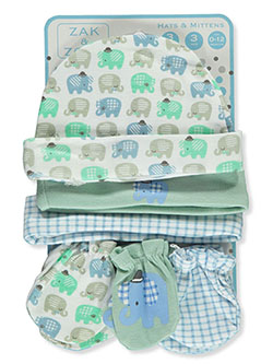 Elephant 6-Piece Hats & Mittens Set by Zak & Zoey in Green/multi, Infants