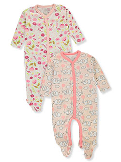 Baby Girls' 2-Pack Footed Coveralls by Baby Elements in Multi