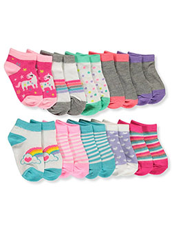 Baby Girls' 10-Pack No-Show Ankle Socks by Zak & Zoey in Pink/multi